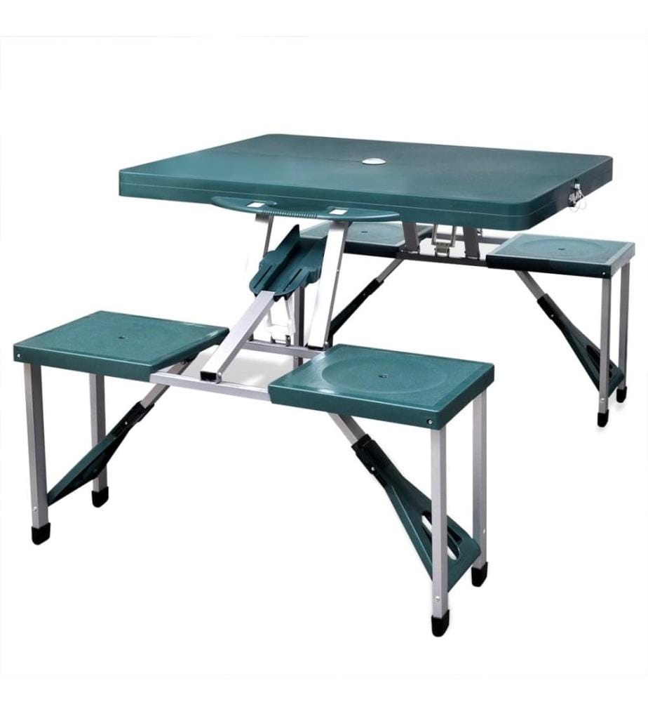 Ensemble de table pliable de camping avec 4 tabourets aluminium