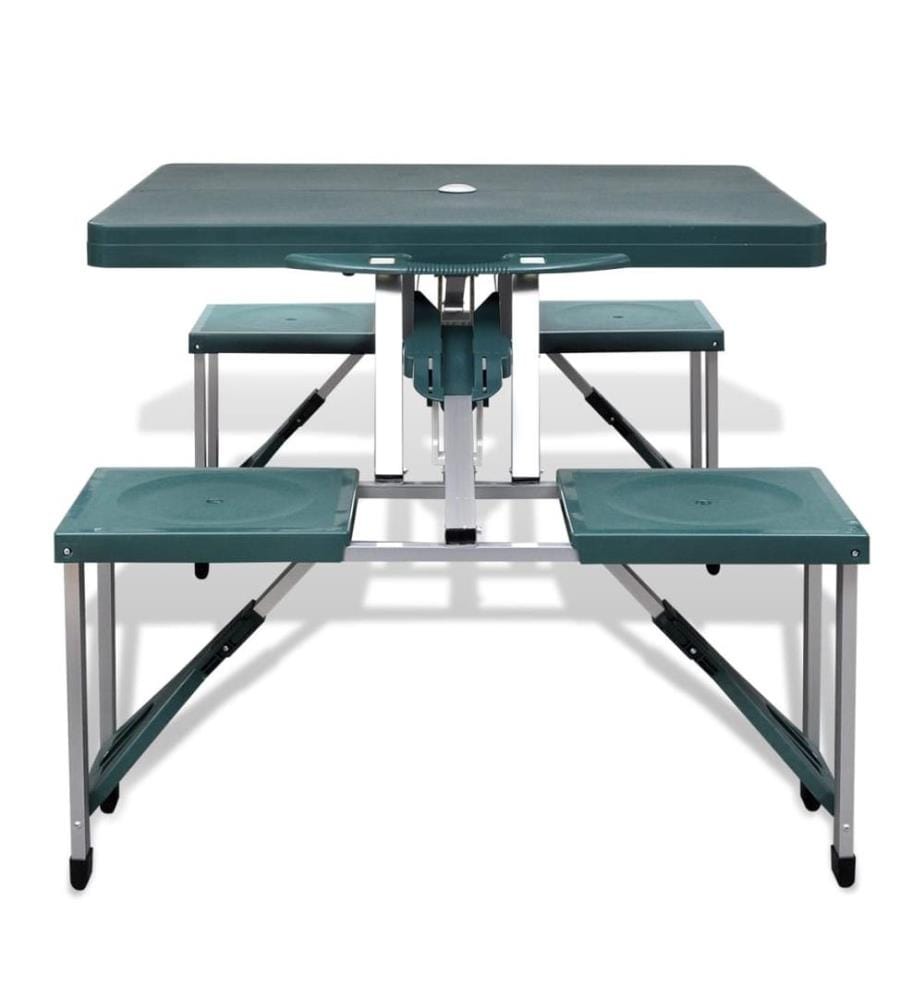 Ensemble de table pliable de camping avec 4 tabourets aluminium