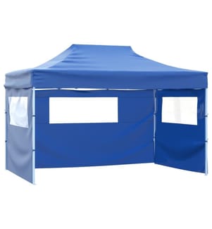 Profi-Partyzelt Faltbar mit 3 Seitenwänden 3×4m Stahl Blau