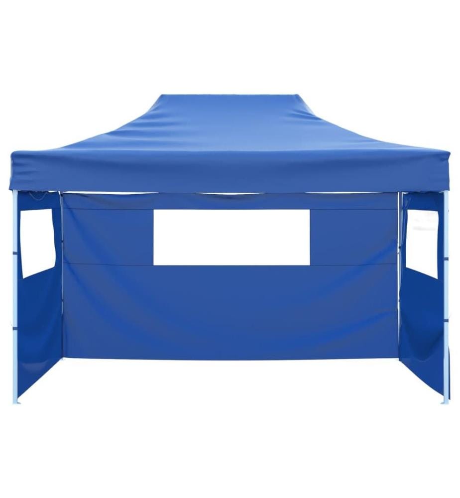 Tente de réception pliable avec 3 parois 3x4 m Acier Bleu