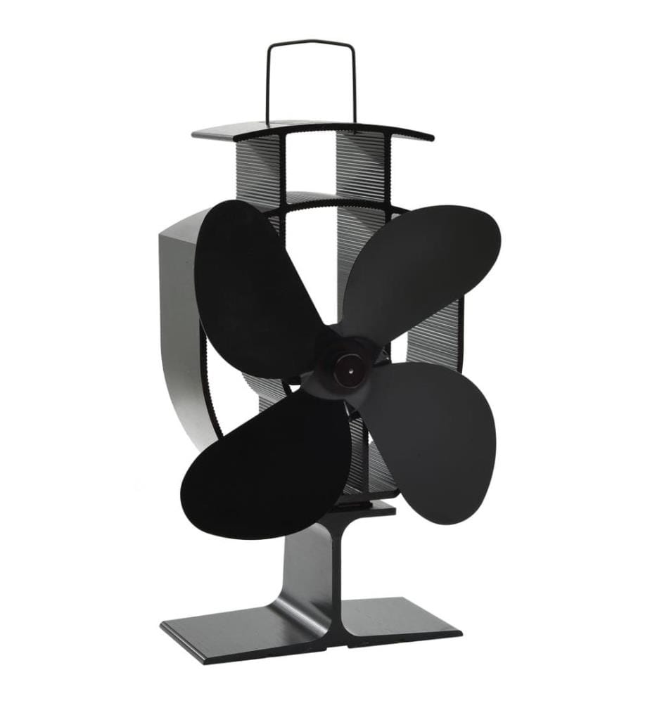 Ofenventilator Wärmebetrieben 4 Blätter Schwarz