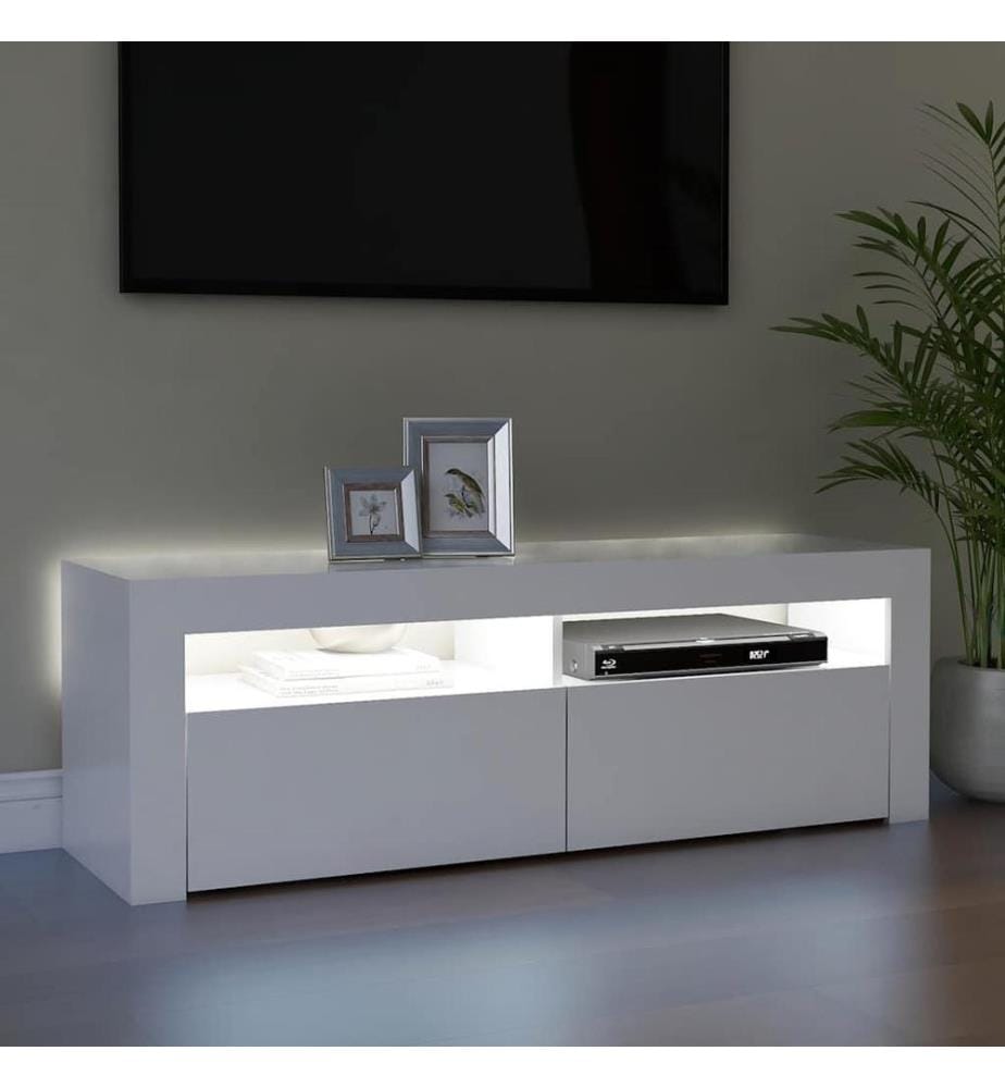 TV-Schrank mit LED-Leuchten Weiss 120x35x40 cm