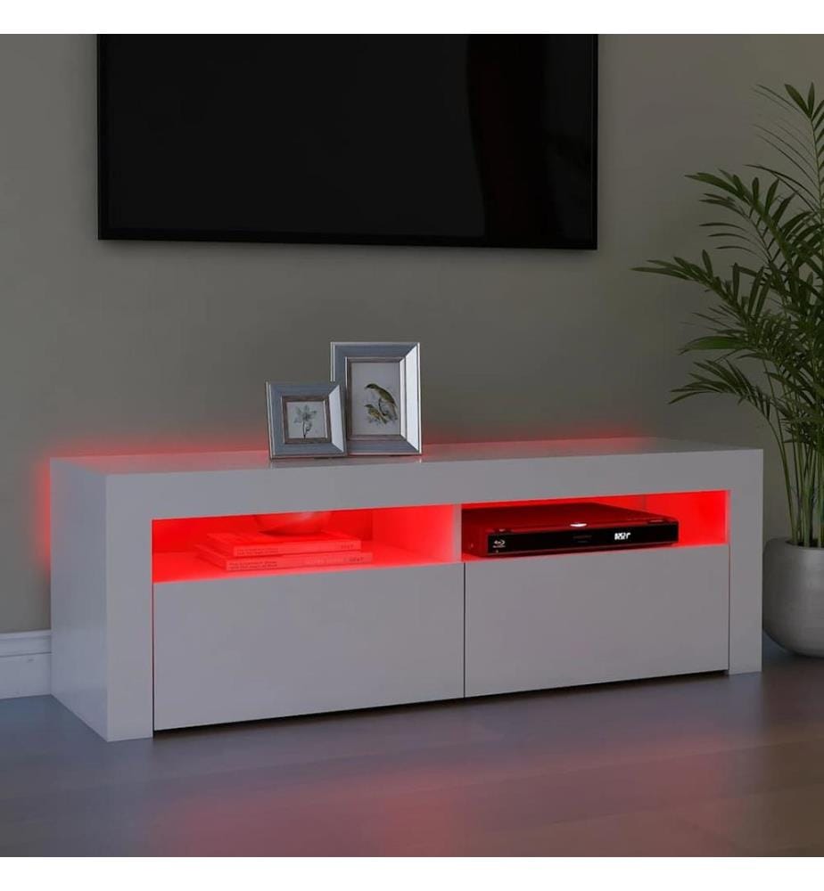 TV-Schrank mit LED-Leuchten Weiss 120x35x40 cm