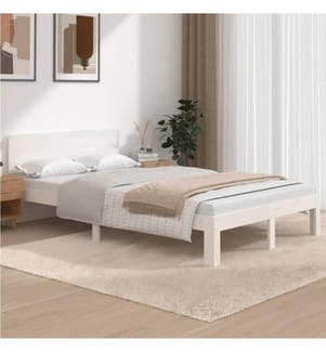 Massivholzbett ohne Matratze Weiss 120x200 cm Kiefernholz