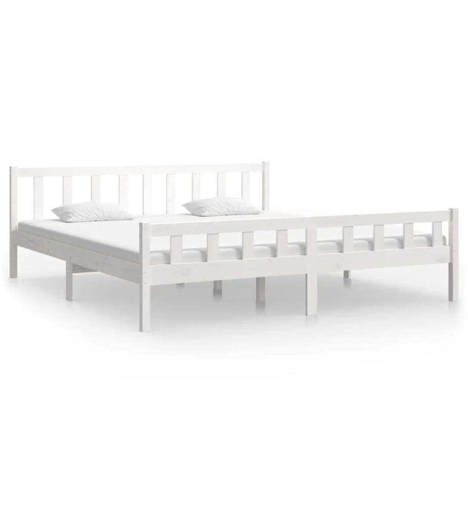 Cadre de lit sans matelas blanc bois massif 160x200 cm