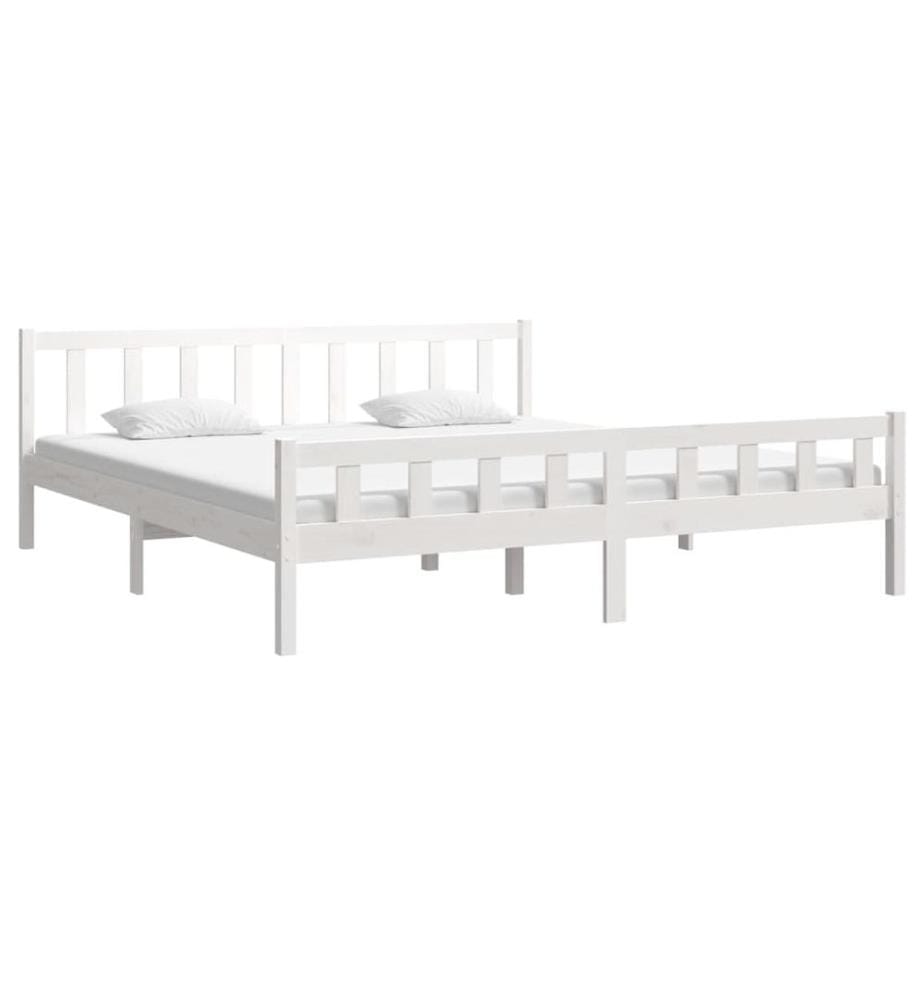 Cadre de lit sans matelas blanc bois massif 160x200 cm