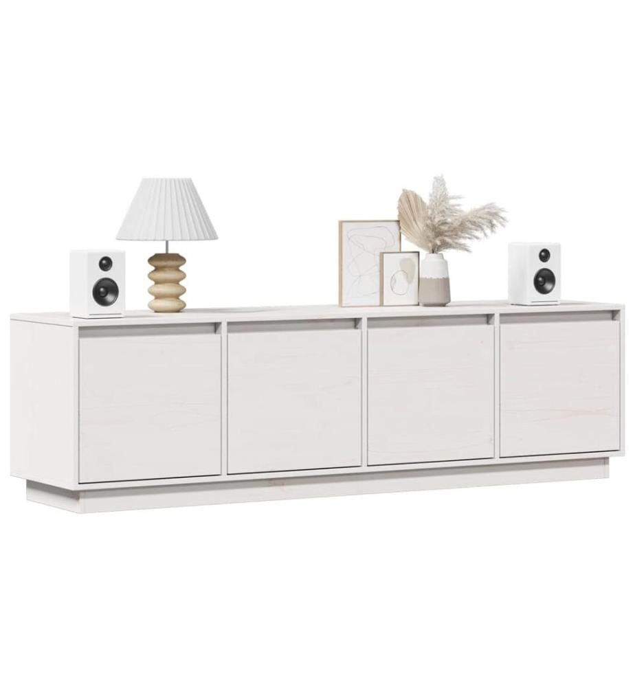 Meuble TV Blanc 156x37x45 cm Bois de pin massif