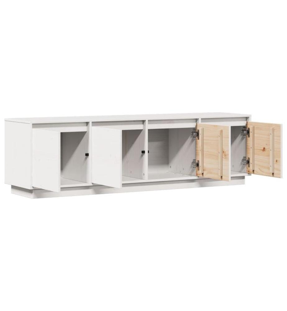 Meuble TV Blanc 156x37x45 cm Bois de pin massif
