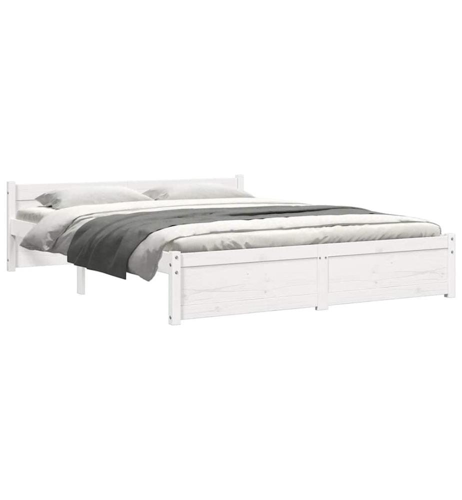 Cadre de lit sans matelas blanc bois massif 140x200 cm