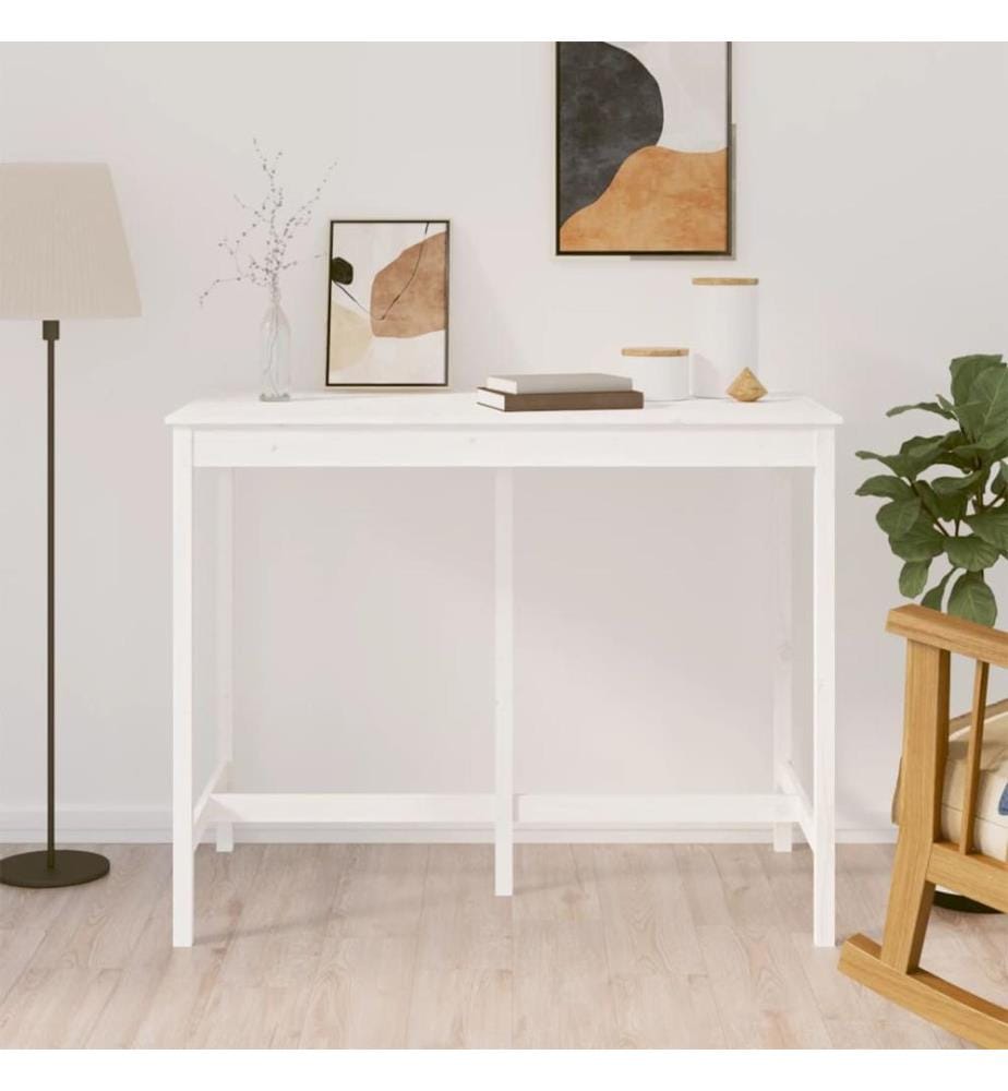 Table de bar Blanc 140x80x110 cm Bois massif de pin