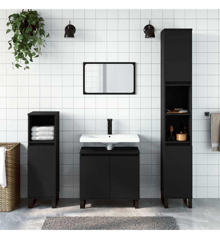 Badschrank Schwarz 58x33x60 cm Holzwerkstoff