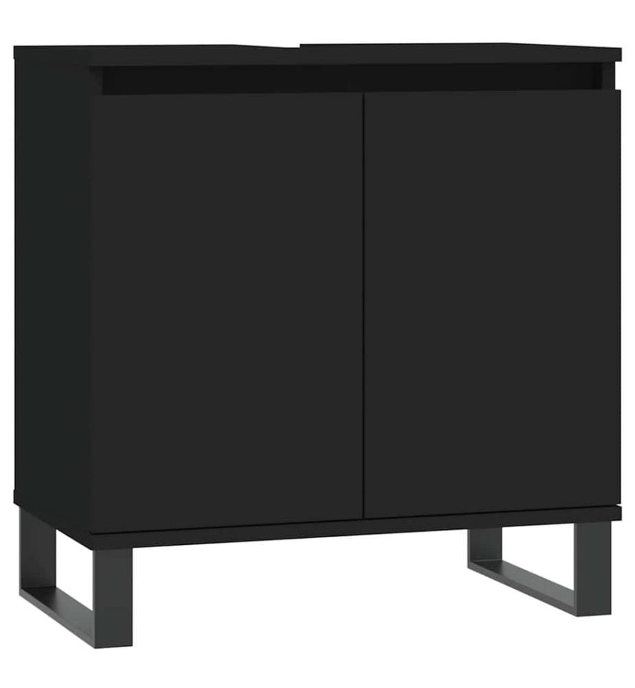 Badschrank Schwarz 58x33x60 cm Holzwerkstoff