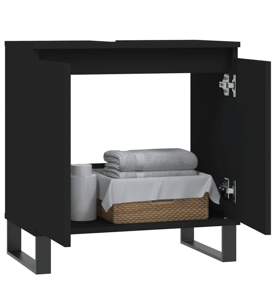 Badschrank Schwarz 58x33x60 cm Holzwerkstoff