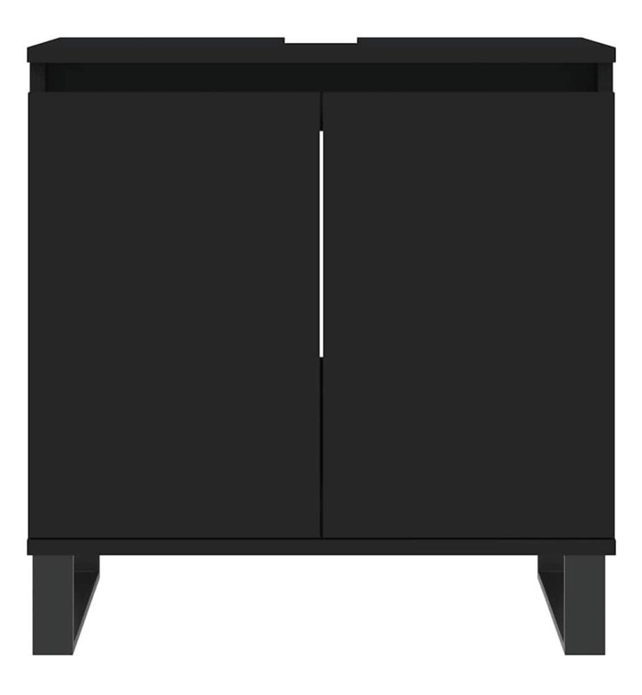 Badschrank Schwarz 58x33x60 cm Holzwerkstoff