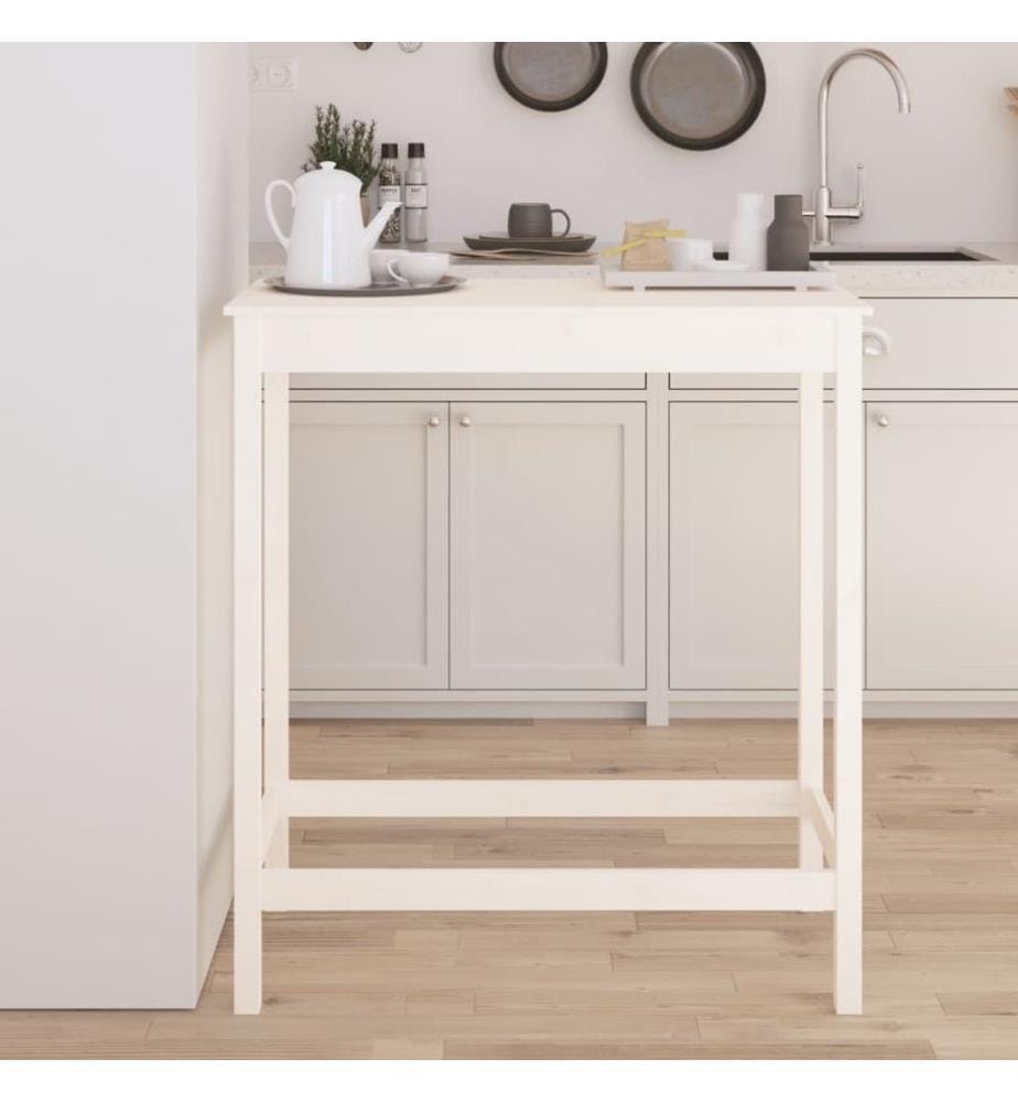 Table de bar blanc 100x50x110 cm bois massif de pin