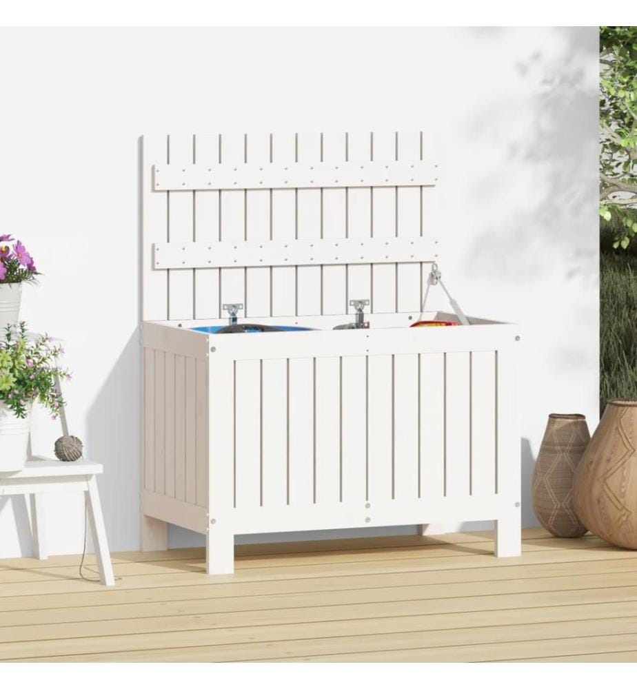Gartentruhe Weiss 76x42,5x54 cm Massivholz Kiefer