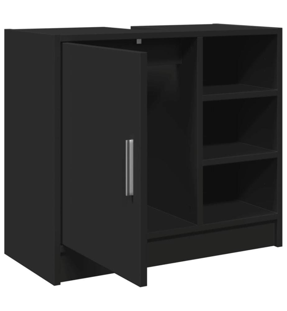 Armoire d'évier noir 63x29x55 cm bois d'ingénierie