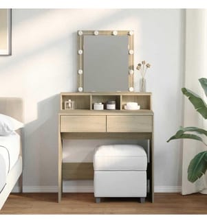 Coiffeuse avec LED chêne sonoma 80x41x144,5 cm