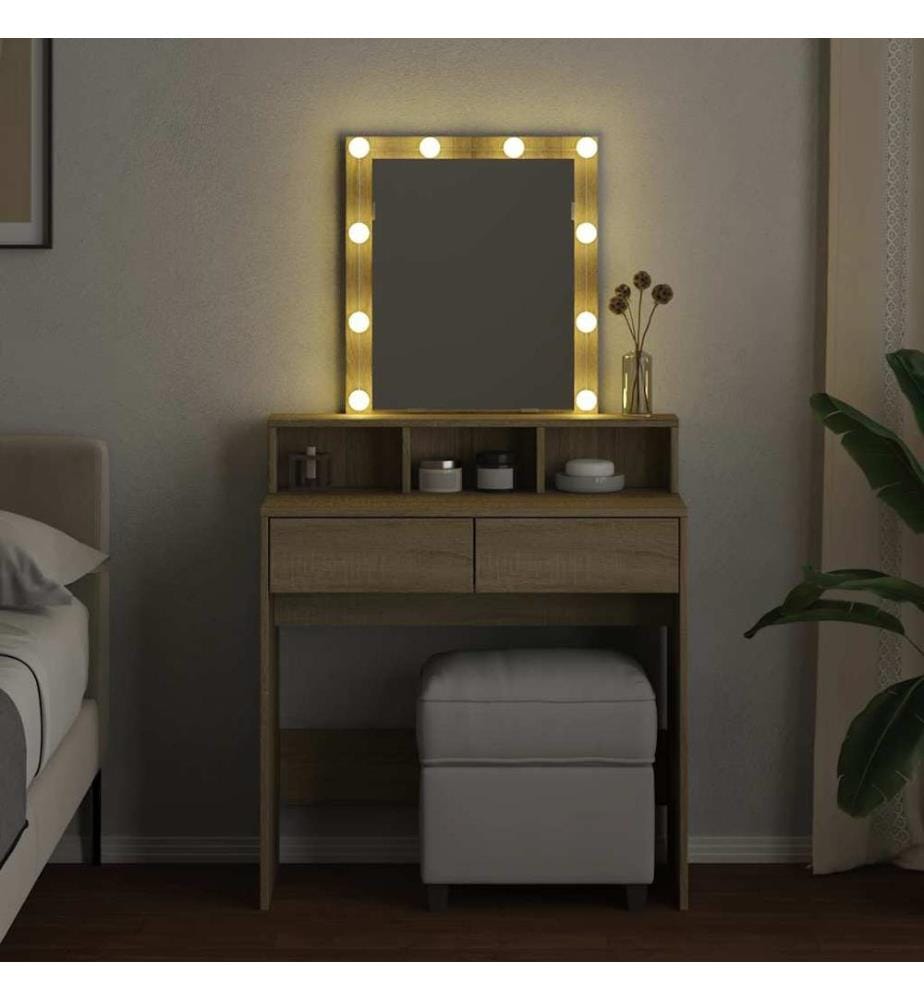 Coiffeuse avec LED chêne sonoma 80x41x144,5 cm