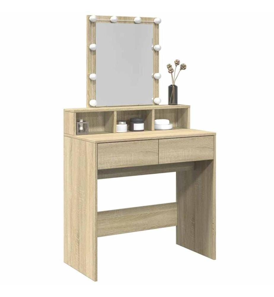 Coiffeuse avec LED chêne sonoma 80x41x144,5 cm