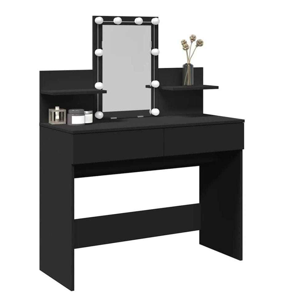 Coiffeuse avec LED noir 100x40x130 cm
