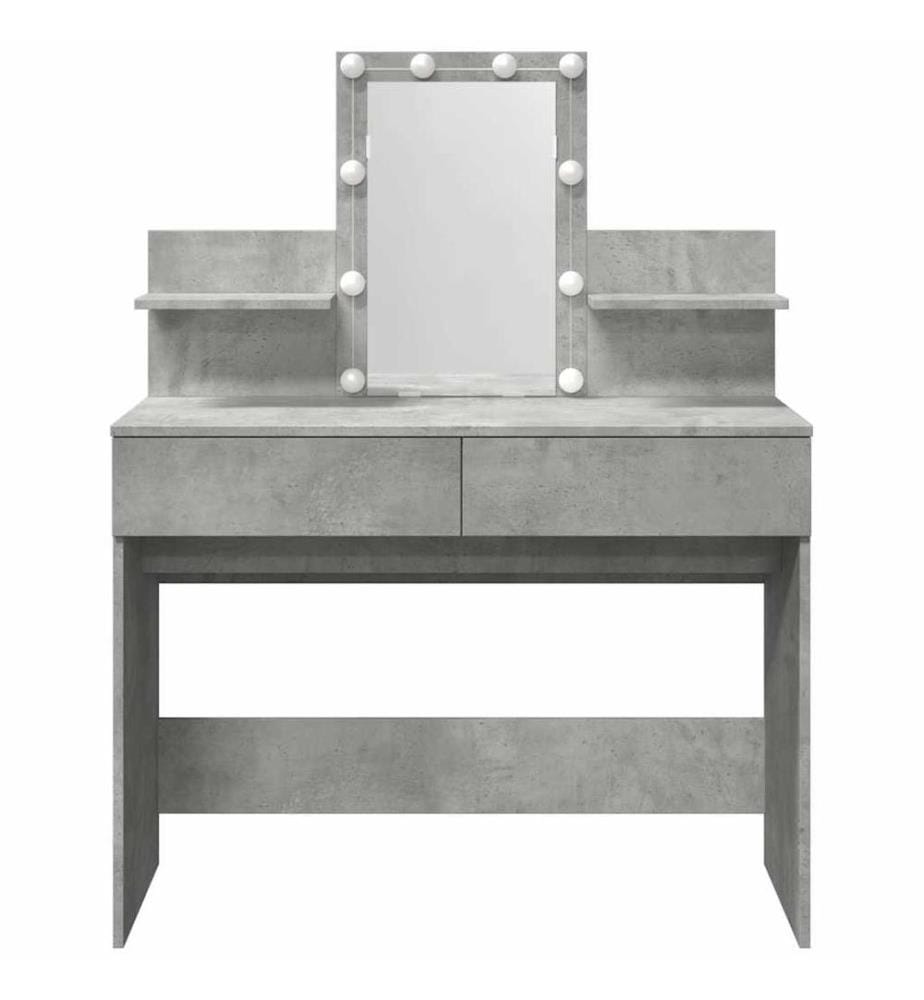 Coiffeuse avec LED gris béton 100x40x130 cm