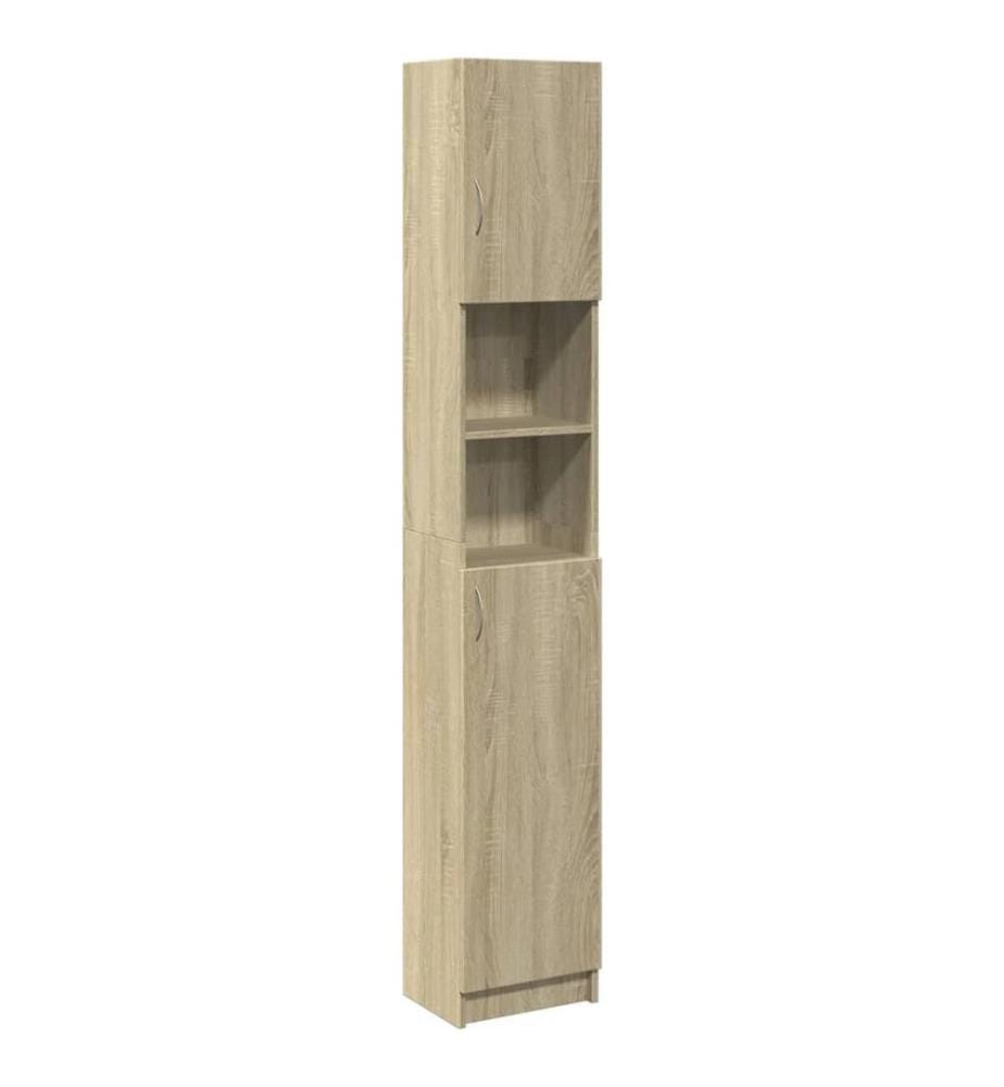 Badezimmerschrank Sonoma-Eiche 32x25,5x190 cm Holzwerkstoff