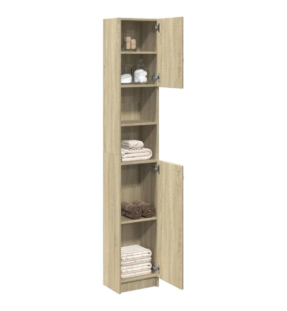 Badezimmerschrank Sonoma-Eiche 32x25,5x190 cm Holzwerkstoff