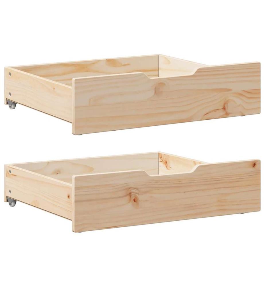 Tiroirs sous le lit avec roulettes 2 pcs 75x55x17 cm pin massif