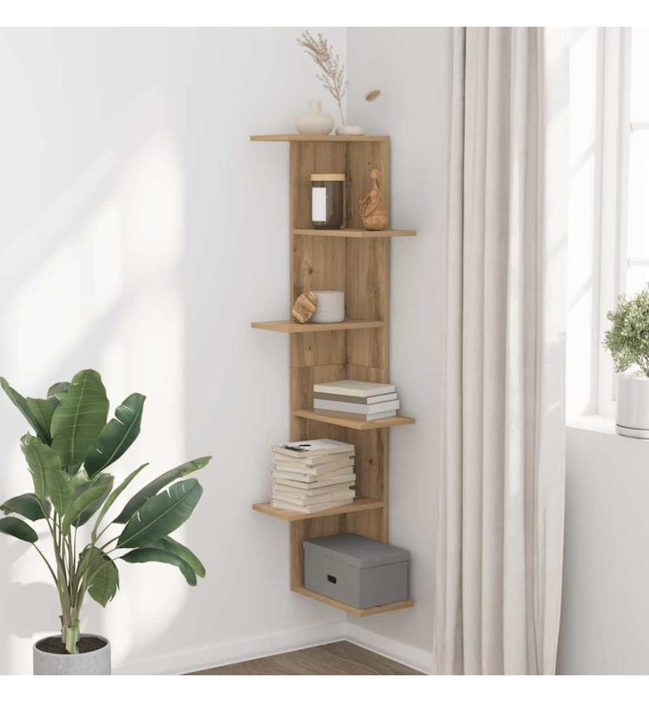 Wand-Eckregal Artisan-Eiche 36,5x36,5x140 cm Holzwerkstoff