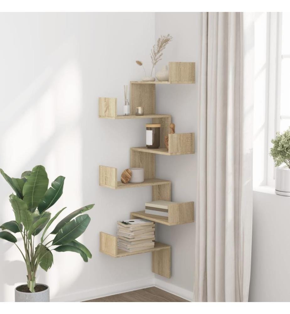 Wand-Eckregal Sonoma-Eiche 45x45x147 cm Holzwerkstoff