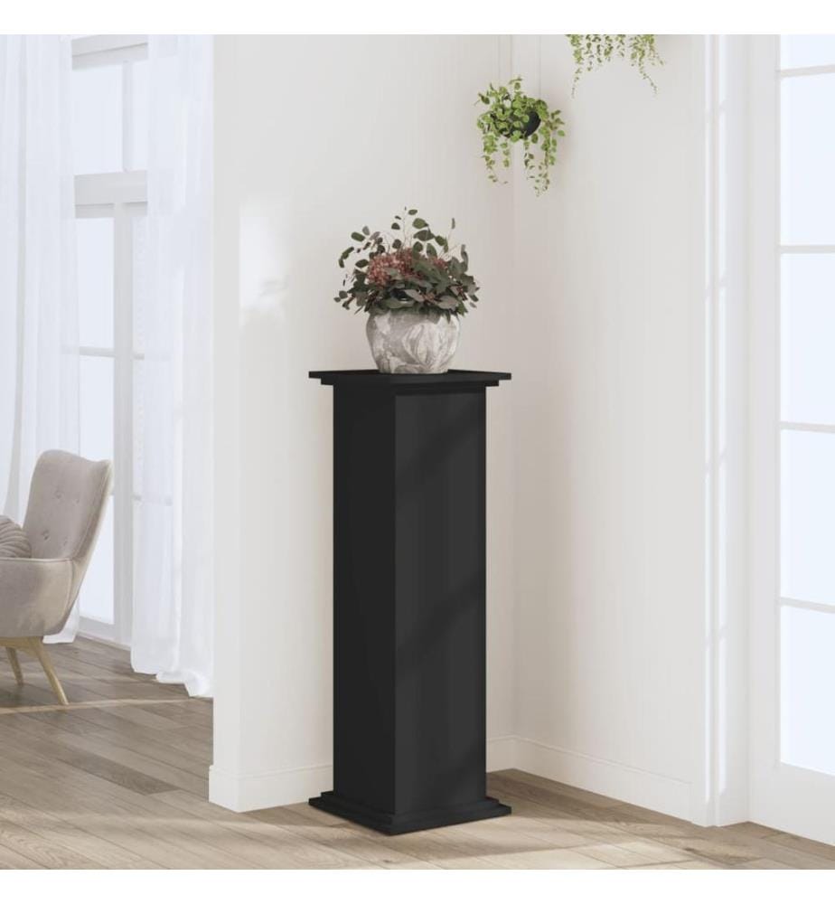 Support pour plantes noir 33x33x100 cm bois d'ingénierie