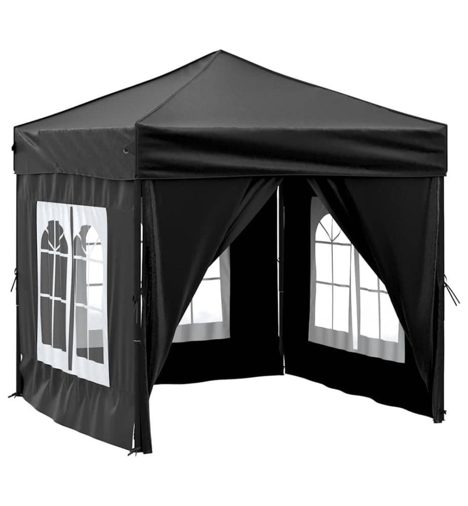 Tente de réception pliable avec parois Noir 2x2 m