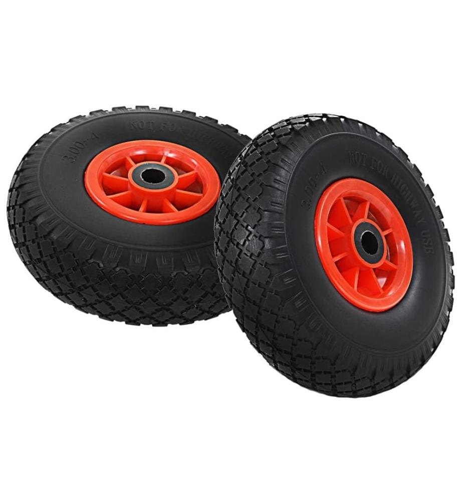 Roue de diable 2 pcs PU solide 3.00-4 (260 x 85 mm)