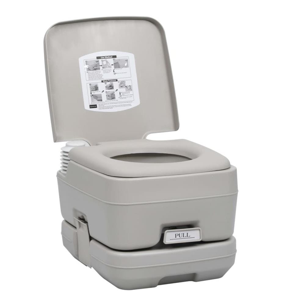Tragbare Campingtoilette Grau 10 + 10 L