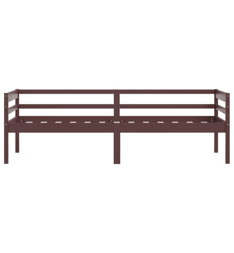 Cadre de lit Marron foncé Bois de pin massif 90x200 cm