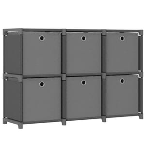Würfel-Regal mit Boxen 6 Fächer Grau 103x30x72,5 cm Stoff
