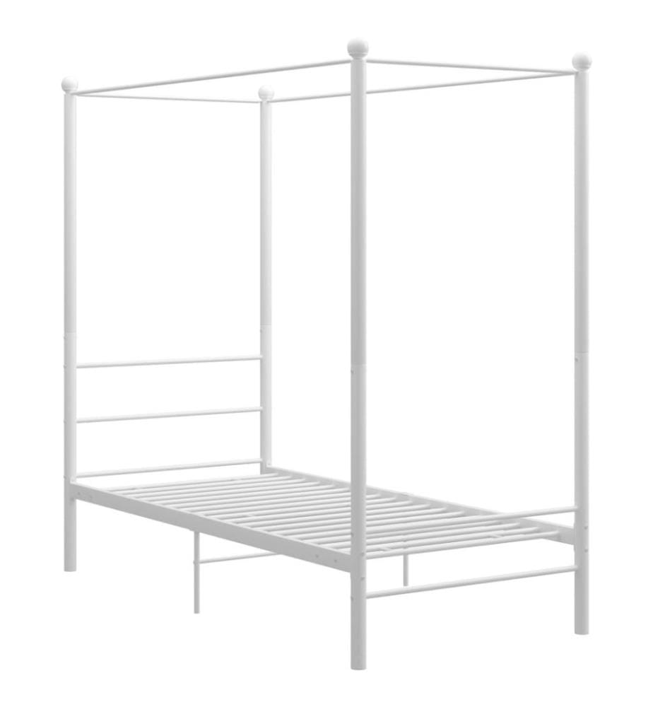 Cadre de lit à baldaquin Blanc Métal 90x200 cm