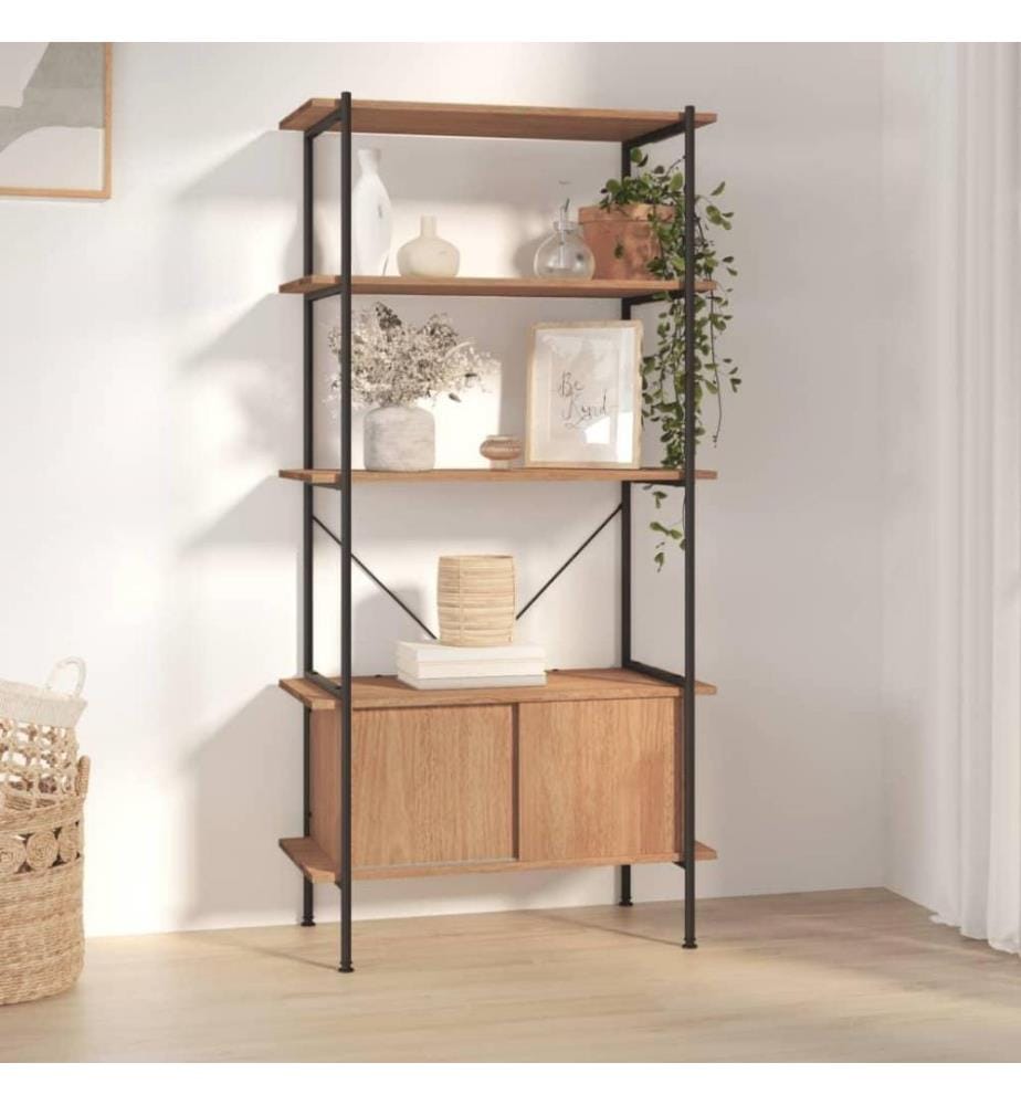 Regal mit 5 Böden und Schrank 80x40x163 cm Stahl Holzwerkstoff