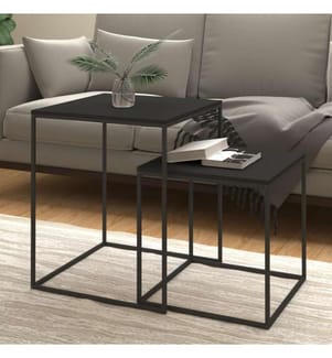Couchtisch-Set 2-tlg. Holzwerkstoff und Metall