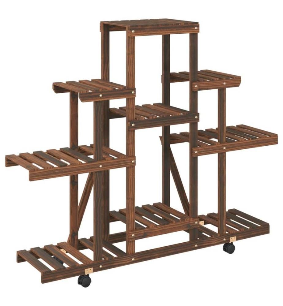 Support à fleurs avec roues 110x25x101 cm bois massif de sapin