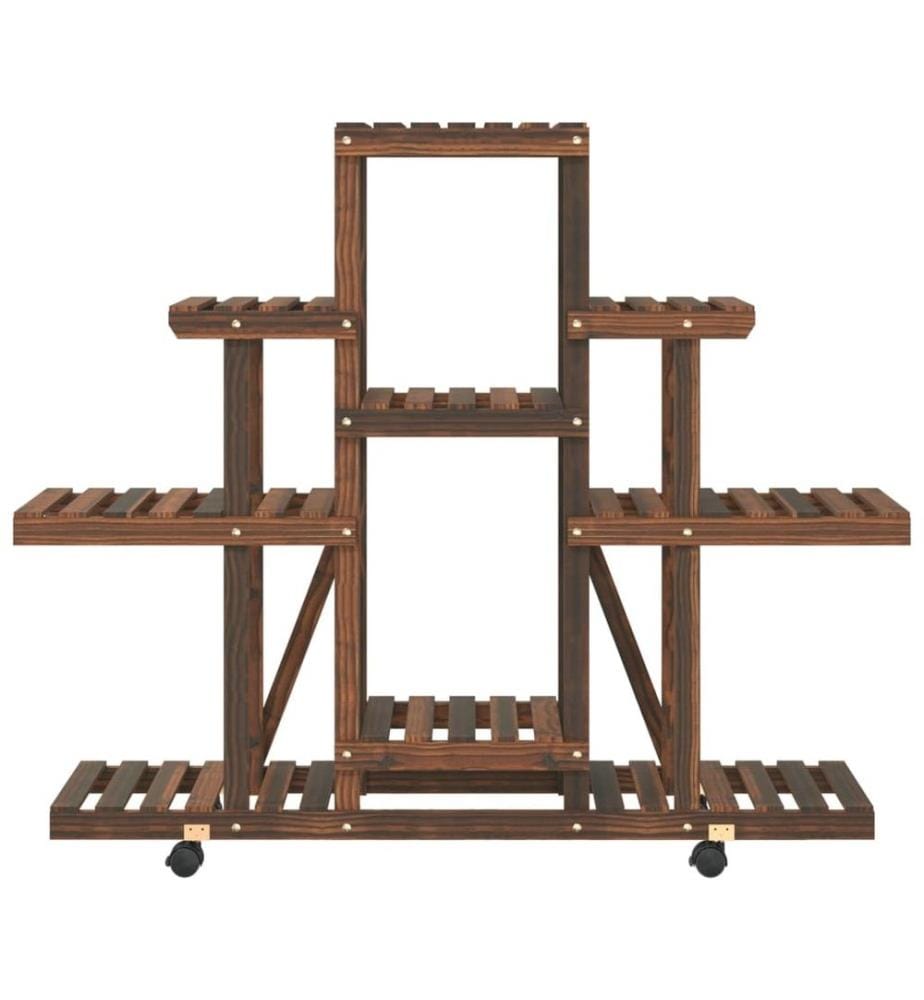 Support à fleurs avec roues 110x25x101 cm bois massif de sapin