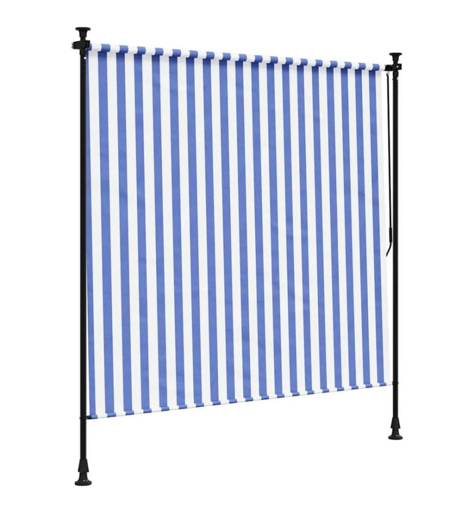 Aussenrollo Blau und Weiss 200x270 cm Stoff und Stahl