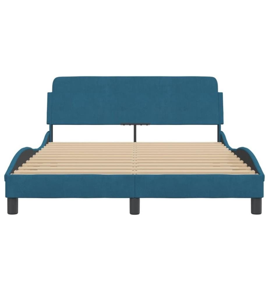 Bettgestell mit Kopfteil Blau 120x200 cm Samt