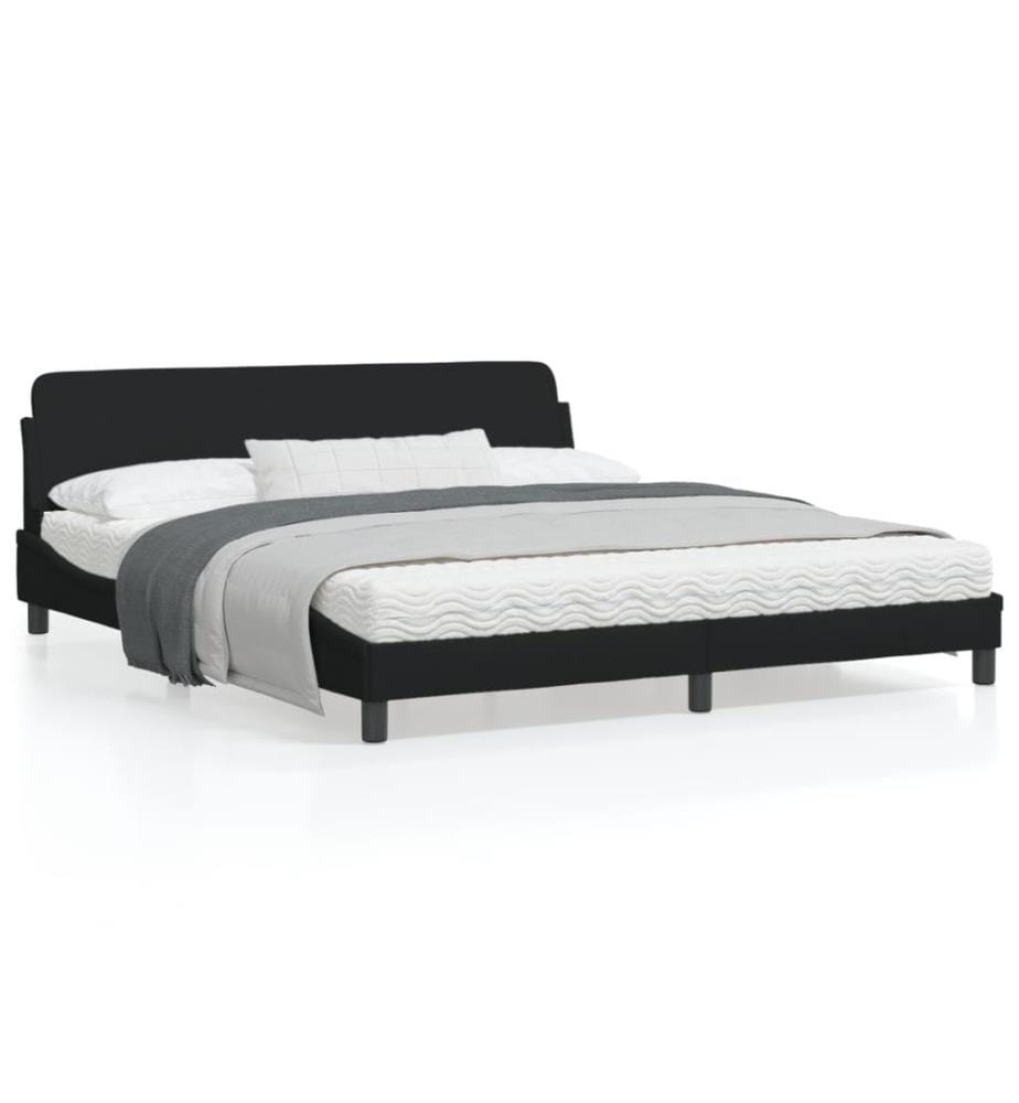 Bettgestell mit Kopfteil Schwarz 180x200 cm Stoff