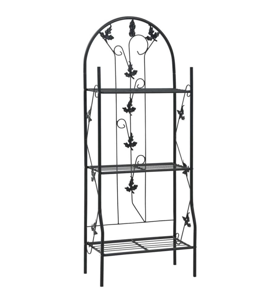 Support à plantes 3 niveaux Noir 52x28x128 cm Fer