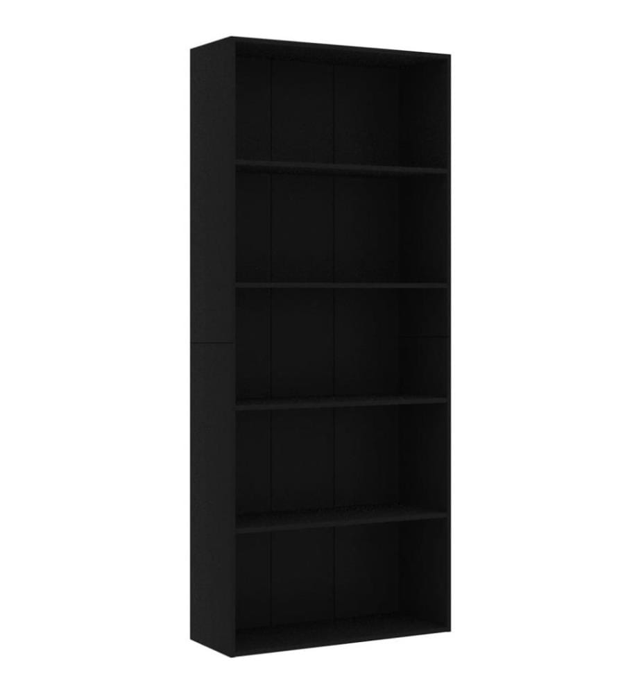 Bibliothèque à 5 niveaux Noir 80x30x189 cm Aggloméré