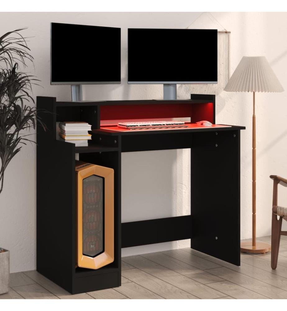 Schreibtisch mit LEDs Schwarz 97x45x90 cm Holzwerkstoff