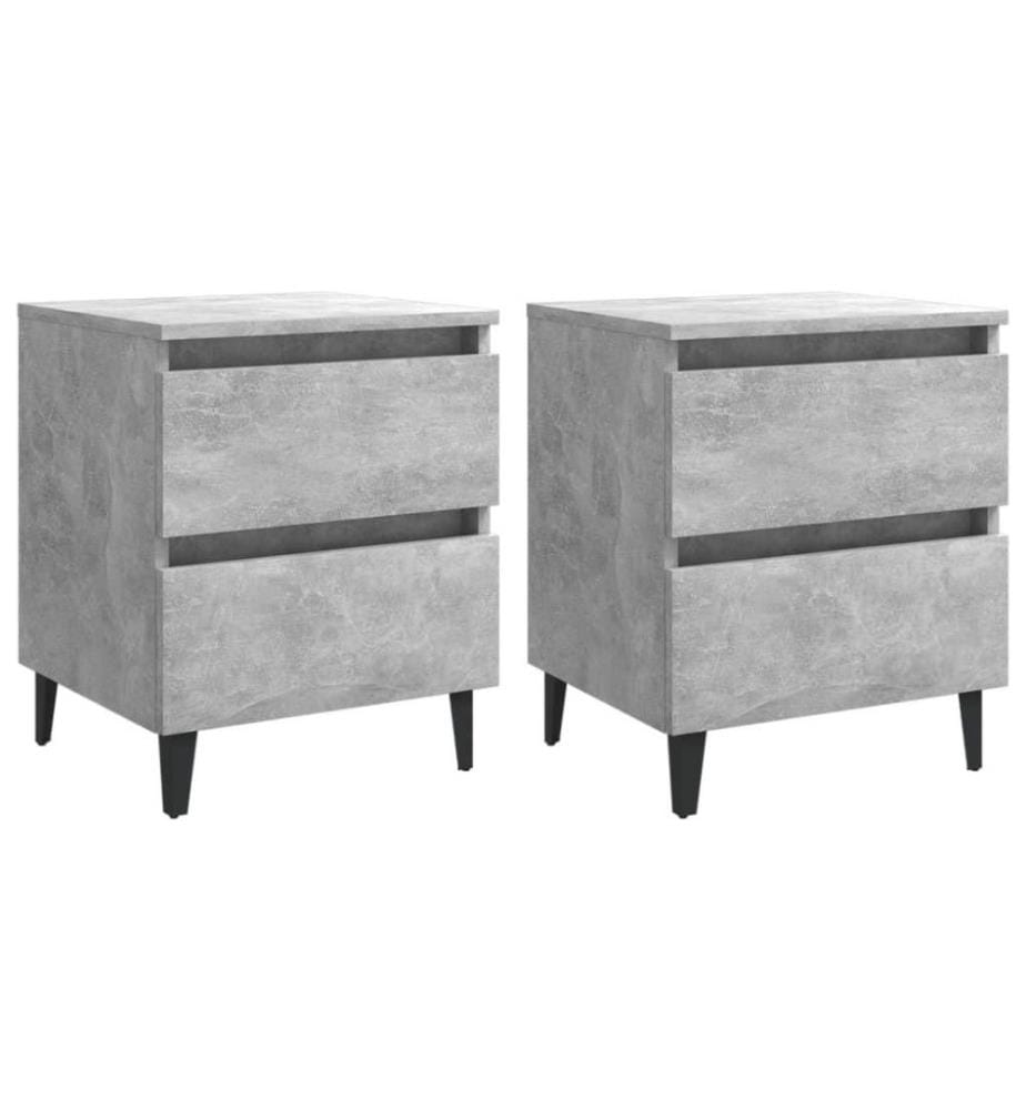 Tables de chevet 2 pcs Gris béton 40x35x50 cm Aggloméré
