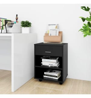 Rollschrank Schwarz 46x36x59 cm Holzwerkstoff